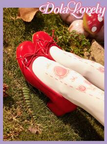 Dola Lovely 圆头浅口蝴蝶结后绑带粗跟浅口鞋，时尚女士高跟鞋，新年假期情人节 - 紅色 - 查看 5