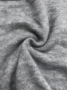 SHEIN Clasi 女士珍珠装饰圆领紧身毛衣连衣裙、派对装 - 灰色 - 查看 7