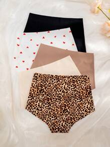 5pcs/Pack Valentine's Day Leopard Print Comfortable Boxer Briefs - Multicolor - View 2