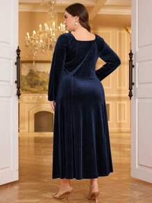 Modelyn Vestido largo elegante de unicolor con botones delanteros para tallas grandes, vestido de mujer maximalista para otoño/invierno