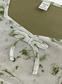 SHEIN Girlism Tween Girl 碎花圆领修身短袖 T 恤