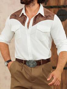 Manfinity Nomadique Men's Long Sleeve Casual Shirt, Minimalist & Fashionable For Daily Wear - Multicolor - View 6