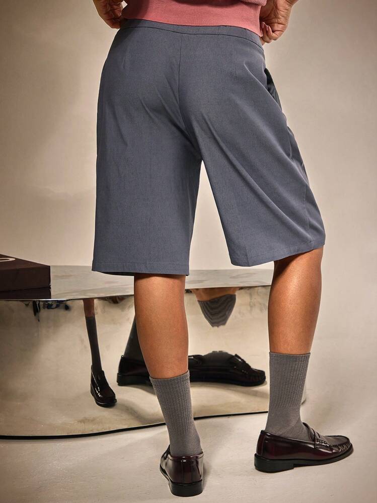 Athîral Women's Casual Solid Color Loose Shorts - Grey - View 2