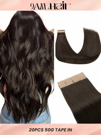 20PCS Straight Tape In Human Hair Extensions 100% Real Remy Human Hair 14-24inches Natural High Quality 50G/Pack For Salon Silky Seamless Invisible PU Tape In Hair Extentions