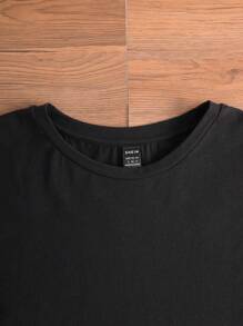 SHEIN EZwear St. Patrick's Day Casual Loose Faux Golden Clover & Wine Glass Graphic T-Shirt, Women Funny - Black - View 8