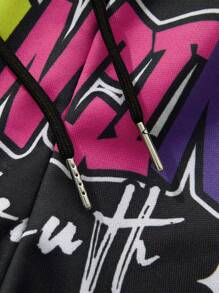 ROMWE MEN Street Life Men's Contrast Stripe & Star Print Drawstring Waist Sweatpants
