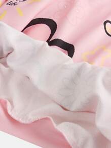 SHEIN Girlism Tween Girls Casual Loose Round Neck Cartoon Flower Pattern Pullover Long Sleeve Sweatshirt And Flared Pants 2 Pieces Outfit Set - Baby Pink - View 4