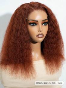 Glueless lockige Bob Spitzenfront Perücke aus Echthaar, transparente, vorgeschnittene Superwell Spitzenfront Bob Perücke mit vorgezupftem Seitenscheitel, rötlich-braun, Tiefwellige Wellen, einfach zum Anziehen und Tragen