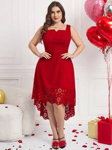 Ellevyn Vestido rojo de unicolor sin mangas casual para mujeres talla grande, atuendo para el Día de San Valentín, vestido de invitada de boda, vestidos de verano, vestidos formales para mujer