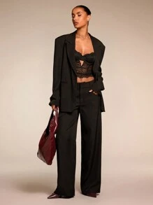 SHEIN BAE Women Black Sexy Lace Versatile Fashion Single Item Corset Sexy Cami Top, Versatile For Going Out, Date Night, Themed Party, And Concert ,New Years Eve ,Christmas Party Women Top