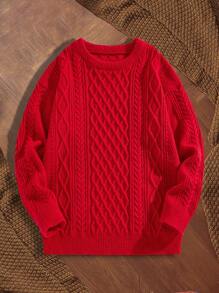 Manfinity VCAY Men's Knit Fashion Character Casual Loose Fit Long Sleeve Sweater, Suitable For Young Adults, Vacation, For Fall Winter, Christmas