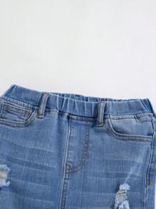 Cozy Pixies Jeans in denim casual con vita elastica per bambini maschi, streetwear versatile