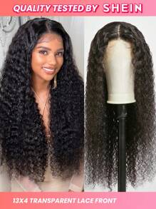 13x4 Kinky Curly Lace Front Wig Human Hair, 30-36 Inch Transparent Frontal 180% Density for Women Natural Color - S1 - View 1