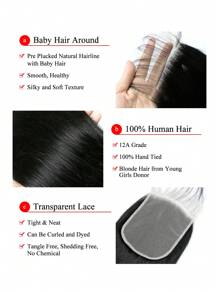 4x4 Cierre De Encaje Pelo Humano Recto Frontal De Encaje Transparente - S1 - Ver 6