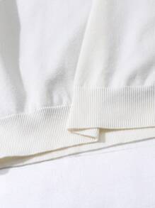 Sweter z dzianiny Casual Kids Tween Boys z haftem w blokach kolorów i literami, luźny krój i okrągły dekolt