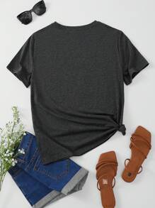 EMERY ROSE T-shirt ample à manches courtes col rond, peinture florale vintage minimaliste décontractée pour femmes, adapté à l'été