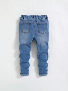Cozy Pixies Jeans in denim casual con vita elastica per bambini maschi, streetwear versatile