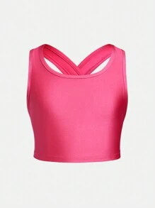 SHEIN Girlism Tween Girls Fitted Casual Criss-Cross Backless Camisole And Shorts 2 Pieces Set