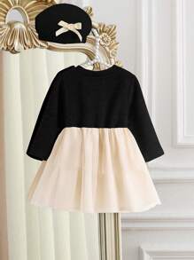 Baby Girl Winter Knitted Mesh Dress - Black - View 2