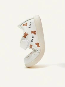 Cozy Pixies 1 par de zapatos planos casuales cómodos y con gráfico de oso blanco, adecuado para actividades al aire libre (patrón aleatorio) - Blanco - Ver 7