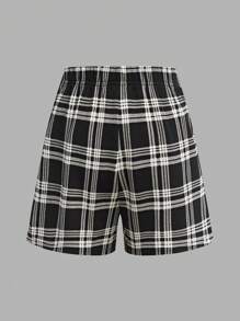 Maglietta a manica lunga con bordo a lattuga e gonna corta a quadri neri con bottoni, perfetti per uso casual, quotidiano e scolastico, adatti per ragazze tra bambini e adolescenti