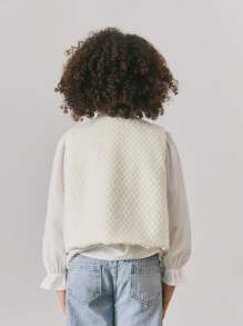 Maija Kids Maija Kids 适合秋冬季的年轻女孩休闲毛绒无袖背心/夹克 - 杏色 - 查看 3