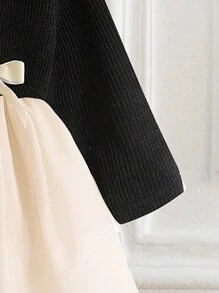 Baby Girl Winter Knitted Mesh Dress - Black - View 4