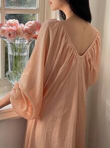 DAZY Women's Elegant Deep V-Neck Chiffon A-Line Dress