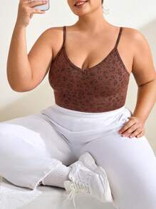 Easithlete Plus Size Women Leopard Print Seamless One-Piece Jumpsuit, Winter - Multicolor - View 5