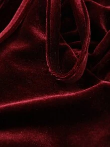 DAZY 女士春季 V 领抽绳 3D 蝴蝶结 T 恤，非常适合海滩度假和农历新年 - 酒紅色 - 查看 6