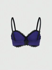 ROMWE Gothic Lace Patchwork Large Cross Pendant Bra & Underwear Set With Underwire - Purple - View 4