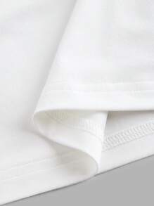 SHEIN EZwear Áo Bandeau in họa tiết đơn giản tối giản dành cho nữ, mùa hè - trắng - Xem 3