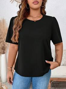 SHEIN LUNE Women's Hollow Out Contrast Lace Back Design Fashionable Versatile Sexy Plus Size Shirt, Suitable For Party, Evening, Casual, Vacation, Cooling, Stress Relief, Evening Long Gown, Elegant Fashion Women Lounge, Summer For Women, St. Patrick's Day, Rave, Festival, Spring Break, Saint Patrick, Boho