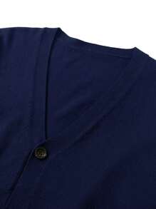 Manfinity Homme Cárdigan casual de un solo pecho de unicolor para hombres, de manga larga, para otoño/invierno