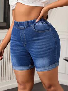 SHEIN SXY Plus Size Women Casual Denim Shorts
