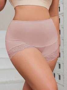 Plus Size Women Lace Patchwork Shaping Shorts