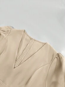 INAWLY Women's Solid Deep V Pocket Wide Leg Casual Jumpsuit - Apricot - View 3