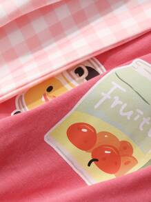DAZY Set de pijama de 2 piezas para mujer con estampado, de manga corta y corte holgado