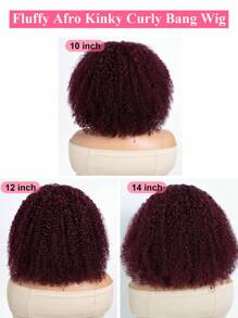 Density Pro 非洲卷曲波波头假发带刘海真人头发蓬松卷曲波波头刘海假发无胶可戴可戴波波头假发酒红色 99J 大发 - S99JC - 查看 6