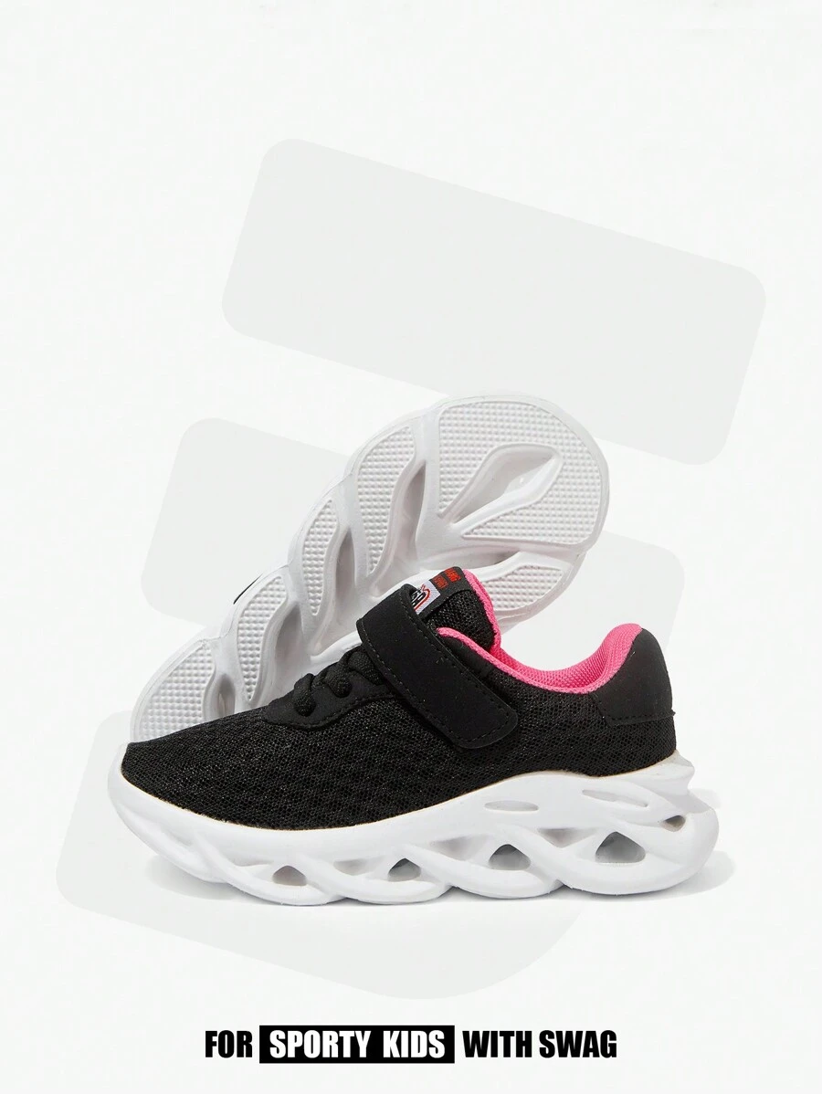 JNSQ Children's Lightweight Breathable Sports Shoes, Solid Color Soft & Comfortable Lining, Flexible Outsole, Suitable For Daily Wear, Running, Multiple Occasions, Adjustable Hook And Loop Easy On/Off - Multicolor - View 1