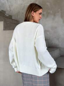 RueChic Urban Exclusive Fine Knitted Rhinestone Front Button Women's Cardigan - Champagne - View 2