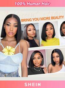 Short Bob Wig Human Hair Straight Bob Frontal Wigs 13X4 Lace Frontal Bob Wig Human Hair Pre Plucked With Baby Hair Natural Black