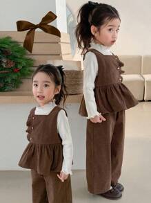 DAZY 2pcs Young Girl Girls Autumn Clothes Set - Brown - View 11