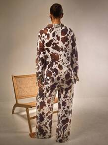 Athîral 棕色牛奶纹理轻质女式衬衫