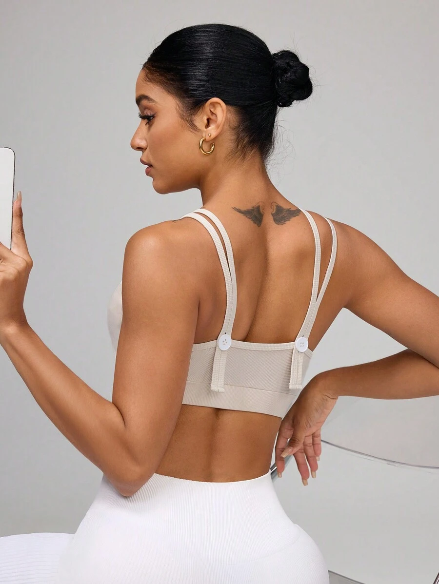 Women Sports Yoga Bras, Adjustable - Beige - View 1