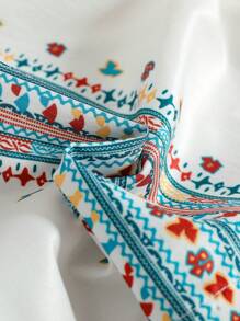 SHEIN Baby Girls' Unique Print Puff Sleeve Top And Comfy Loose Pants 2pcs/Set - White - View 7