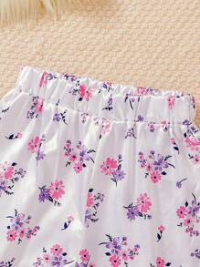 2pcs/Set Young Girl Casual Floral All Over Print Loose Long Sleeve Top And Pants Homewear Set - Multicolor - View 5