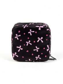 Luiza Werlang 艺术家可爱蝴蝶结防水大容量便携式化妆包、护垫卫生巾收纳袋