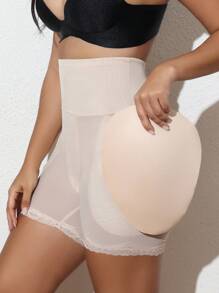 SHAPORA Women Lace Patchwork Waist Tightening & Shaping Undershirt - Apricot - View 4