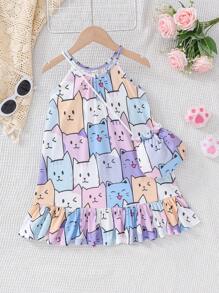 SHEIN Young Girls' Cute Casual Neck-Hang Tank Dress (Small)